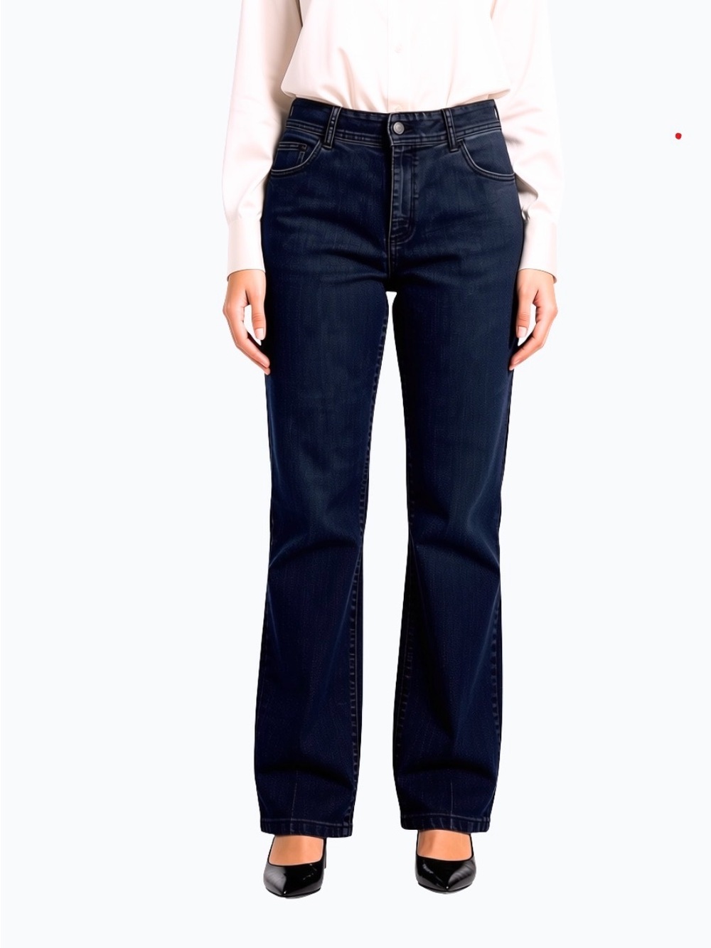 Chico's Black Wash Straight / Slight Bootcut Jeans with Rhinestone Back Pocket